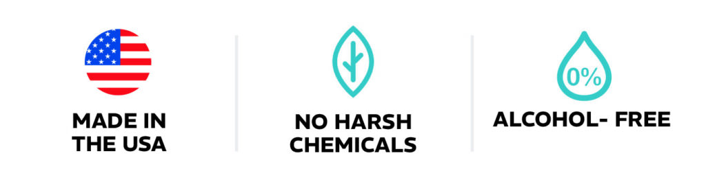 Made in the USA, No Harsh Chemicals, Alcohol-Free